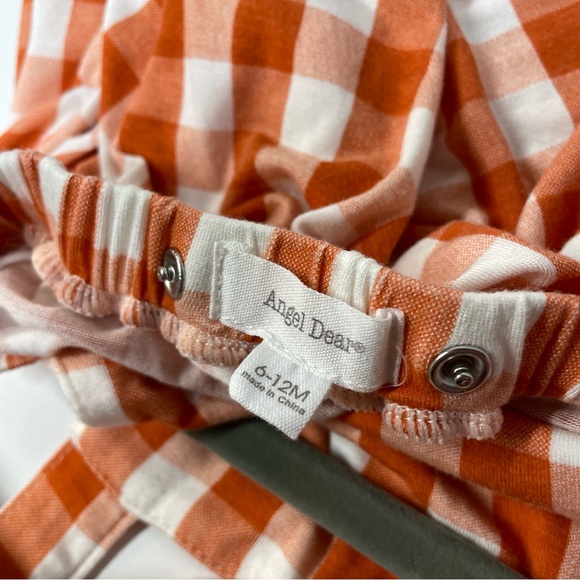 Angel Dear 6-12mo Orange and White Gingham Fall Thanksgiving Dress Bamboo NWOT - Picture 4 of 7